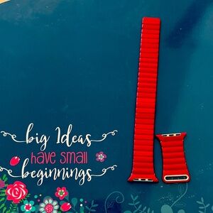 Red Leather Watch Band